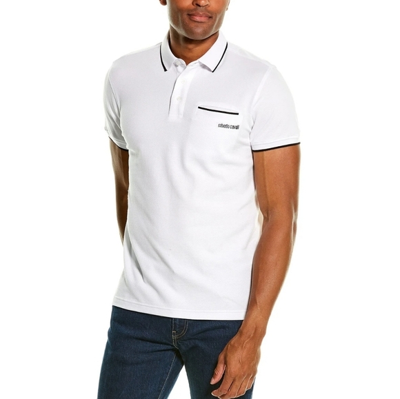 Roberto Cavalli White Polo Shirt Sz M 